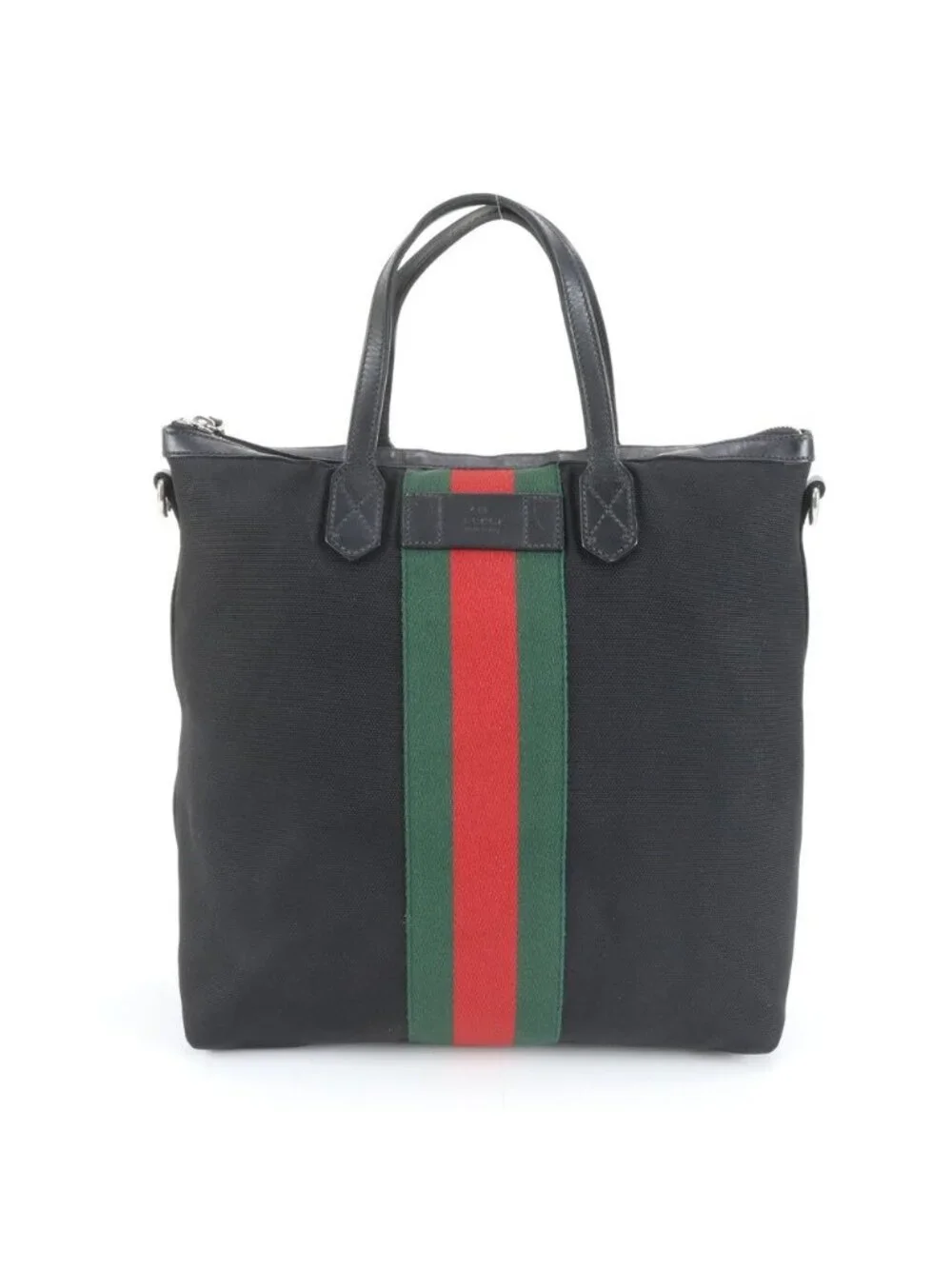 Gucci Sherry Line Leather Tote Shoulder Business Document Black